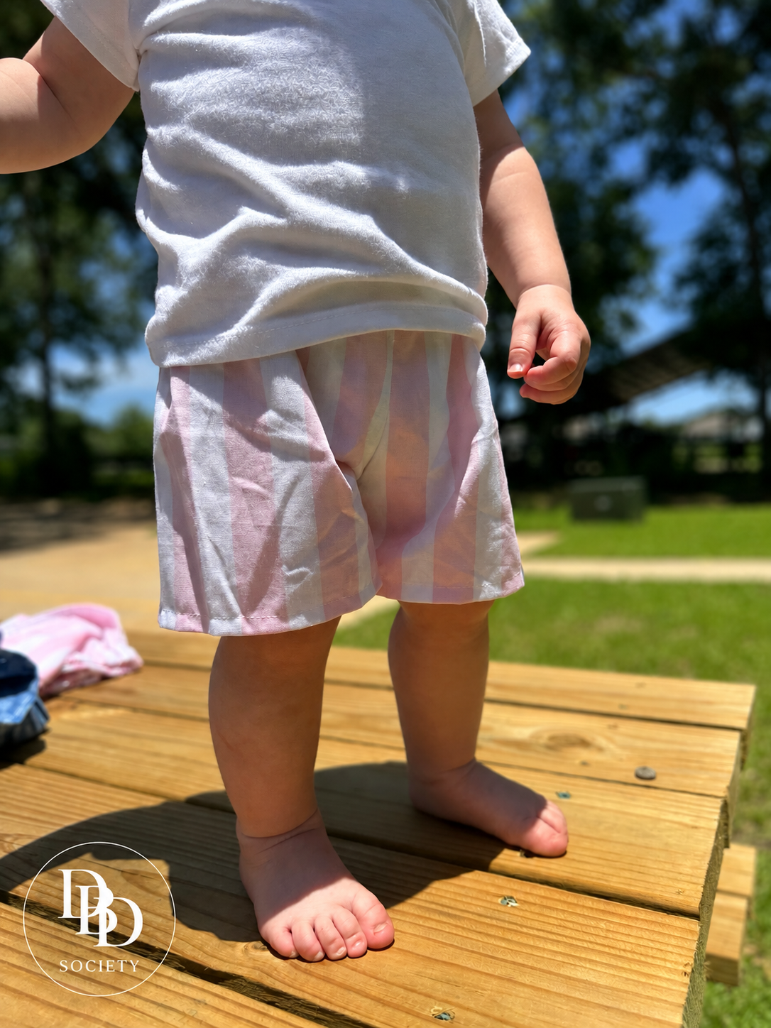 society short- pink striped